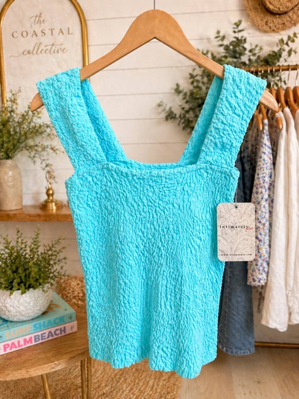 NWT Free People Intimately FP Ruched Tank Top Ocean Blue XS/S